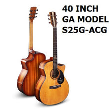 Load image into Gallery viewer, 40inch Spruce Solid Top acoustic guitar 41inch GA D folk guiar solid top wood guitar with pickup fingerboard guitar safe package