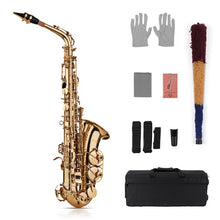 Load image into Gallery viewer, Muslady Eb Alto Saxophone Sax Brass Lacquered Gold 802 Key Type Sax Musical Instruments with Padded Carry Case Gloves
