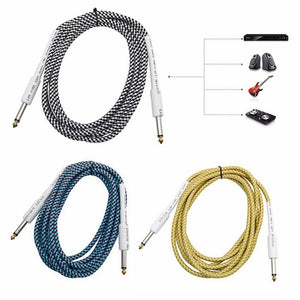 Guitar Bass Musical Instrument Audio Cable 6.35mm*3m 1/4" Mono Male To Male Audio Guitar Cable Braided Connecting Wire Cord
