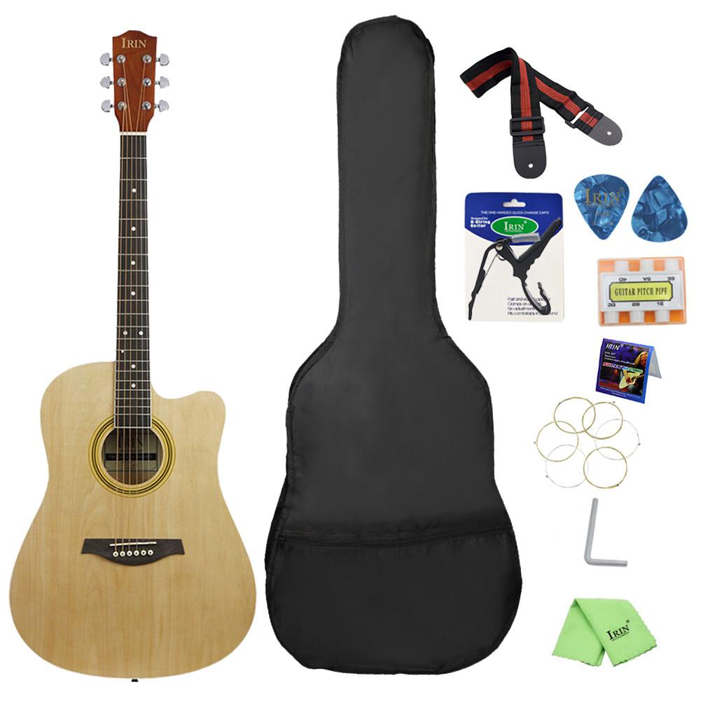 41Inch Cutaway Electric Guitar Smooth Fingerboard Strap String Pick Six-hole Tune Flute Capo Wrench Polish Cloth Guitar Kit