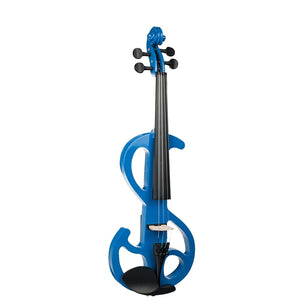 Naomi Violin Full Size 4/4 Solid Wood Electric Violin Basswood Body Ebony Fingerboard Pegs with Violin Accessories Lake Blue