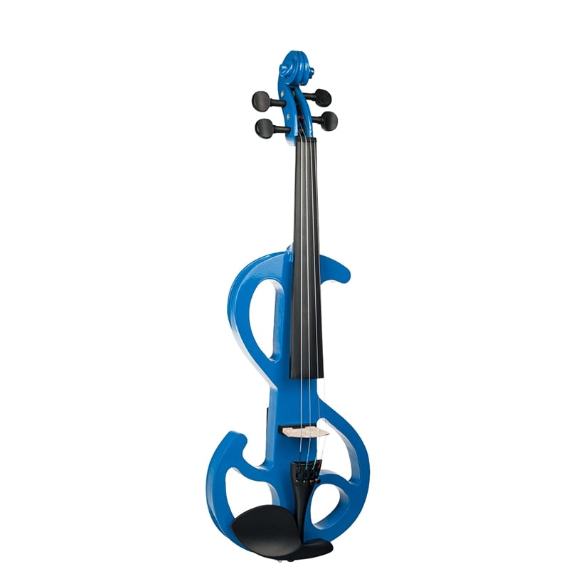 Naomi Violin Full Size 4/4 Solid Wood Electric Violin Basswood Body Ebony Fingerboard Pegs with Violin Accessories Lake Blue