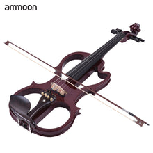 Load image into Gallery viewer, Hot sale ammoon VE-201 Full Size 4/4 Solid Wood Silent Electric Violin Fiddle Maple Body Ebony Fingerboard Pegs Chin Rest
