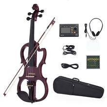 Load image into Gallery viewer, Hot sale ammoon VE-201 Full Size 4/4 Solid Wood Silent Electric Violin Fiddle Maple Body Ebony Fingerboard Pegs Chin Rest
