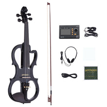 Load image into Gallery viewer, Hot sale ammoon VE-201 Full Size 4/4 Solid Wood Silent Electric Violin Fiddle Maple Body Ebony Fingerboard Pegs Chin Rest
