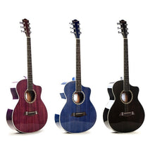 Load image into Gallery viewer, Guitar Acoustic Electric Mahogany Steel-String 40 Inches A-Body Guitarra 6 Strings Folk Pop Cutaway High Gloss Pickup Blue Black
