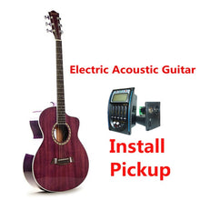 Load image into Gallery viewer, Guitar Acoustic Electric Mahogany Steel-String 40 Inches A-Body Guitarra 6 Strings Folk Pop Cutaway High Gloss Pickup Blue Black
