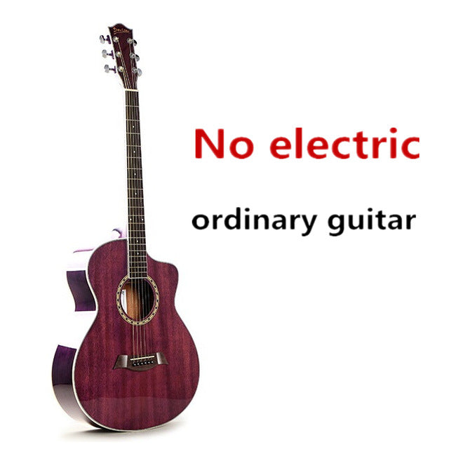 Guitar Acoustic Electric Mahogany Steel-String 40 Inches A-Body Guitarra 6 Strings Folk Pop Cutaway High Gloss Pickup Blue Black