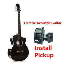 Load image into Gallery viewer, Guitar Acoustic Electric Mahogany Steel-String 40 Inches A-Body Guitarra 6 Strings Folk Pop Cutaway High Gloss Pickup Blue Black
