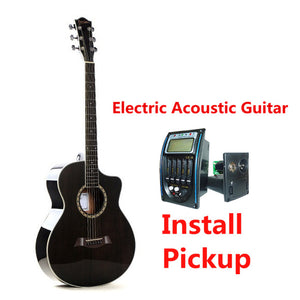 Guitar Acoustic Electric Mahogany Steel-String 40 Inches A-Body Guitarra 6 Strings Folk Pop Cutaway High Gloss Pickup Blue Black