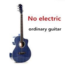 Load image into Gallery viewer, Guitar Acoustic Electric Mahogany Steel-String 40 Inches A-Body Guitarra 6 Strings Folk Pop Cutaway High Gloss Pickup Blue Black
