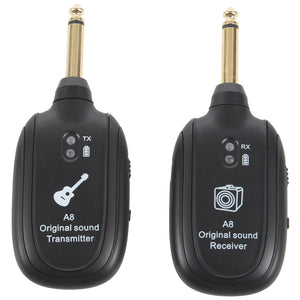 UHF Guitar Wireless System Transmitter Receiver Built-in Rechargeable