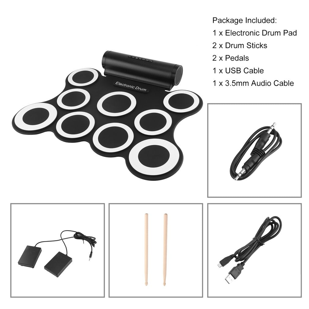 Portable Electronic Drum Pad Set