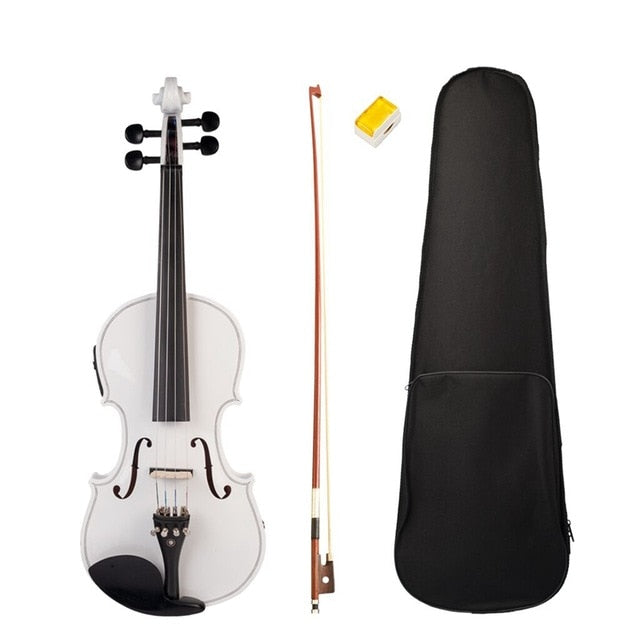 4-String White Acoustic Violin 4/4 Full-Size Violin Solid Wood Body Ebony Accessories High Quality Violin
