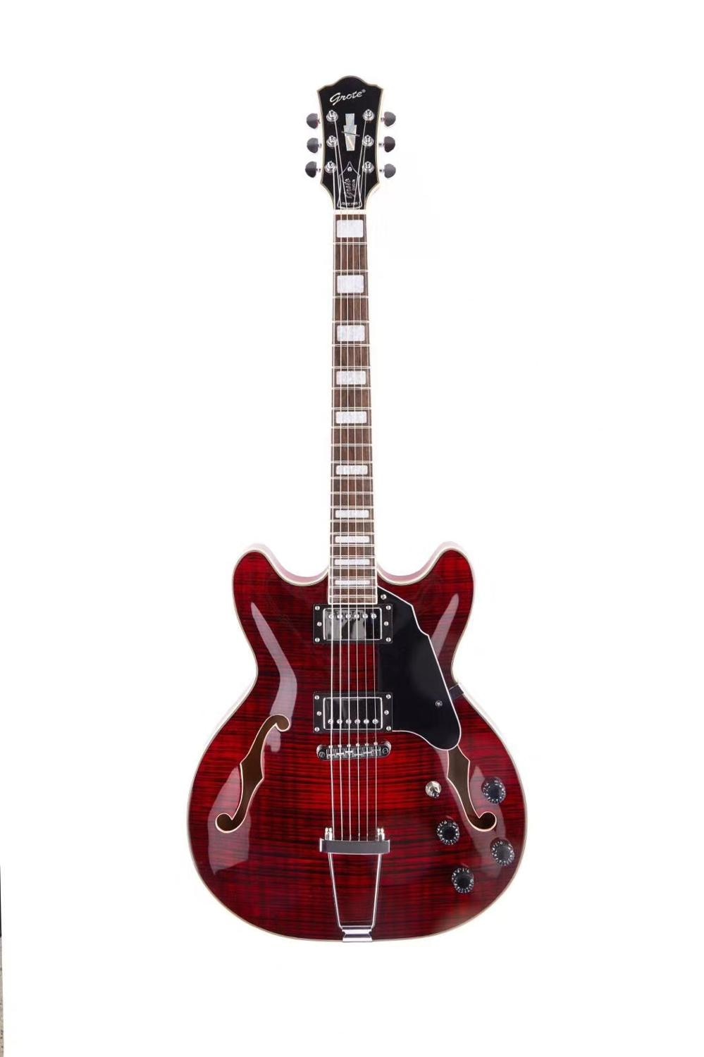 free shipping New top quality red flame maple hollow body jazz archtop guitar jazz electric guitar