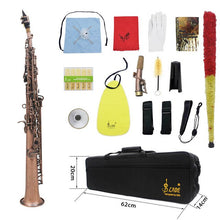 Load image into Gallery viewer, LADE WSS-899 Professional Red Bronze Straight Bb Soprano Saxophone Sax Woodwind Instrument Abalone Shell Key Carve Pattern
