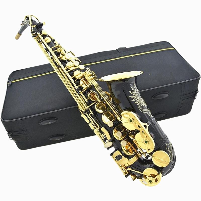 New Woodwind Instrument Eb Alto Saxophone Sax Brass Lacquered Gold Type with Padded Carry Case Gloves Cleaning Cloth