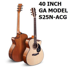 Load image into Gallery viewer, 40inch Spruce Solid Top acoustic guitar 41inch GA D folk guiar solid top wood guitar with pickup fingerboard guitar safe package
