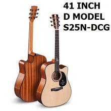 Load image into Gallery viewer, 40inch Spruce Solid Top acoustic guitar 41inch GA D folk guiar solid top wood guitar with pickup fingerboard guitar safe package
