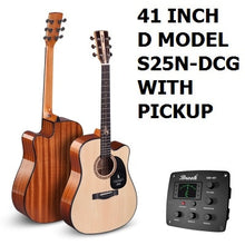 Load image into Gallery viewer, 40inch Spruce Solid Top acoustic guitar 41inch GA D folk guiar solid top wood guitar with pickup fingerboard guitar safe package
