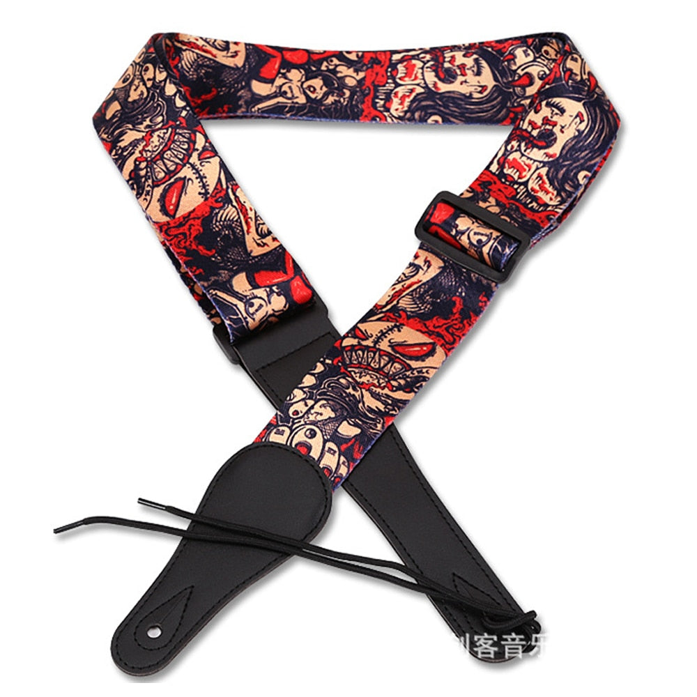 Anime Graffiti Pattern Guitar Strap Electric Guitar Acoustic Guitar Folk Guitar Bass Strap
